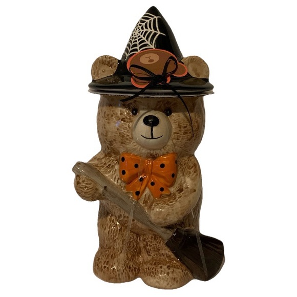 NWT. CREEPY CRITTERS Halloween Bear Witch Cookie Jar Viral - Picture 1 of 7